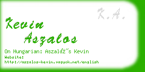 kevin aszalos business card
